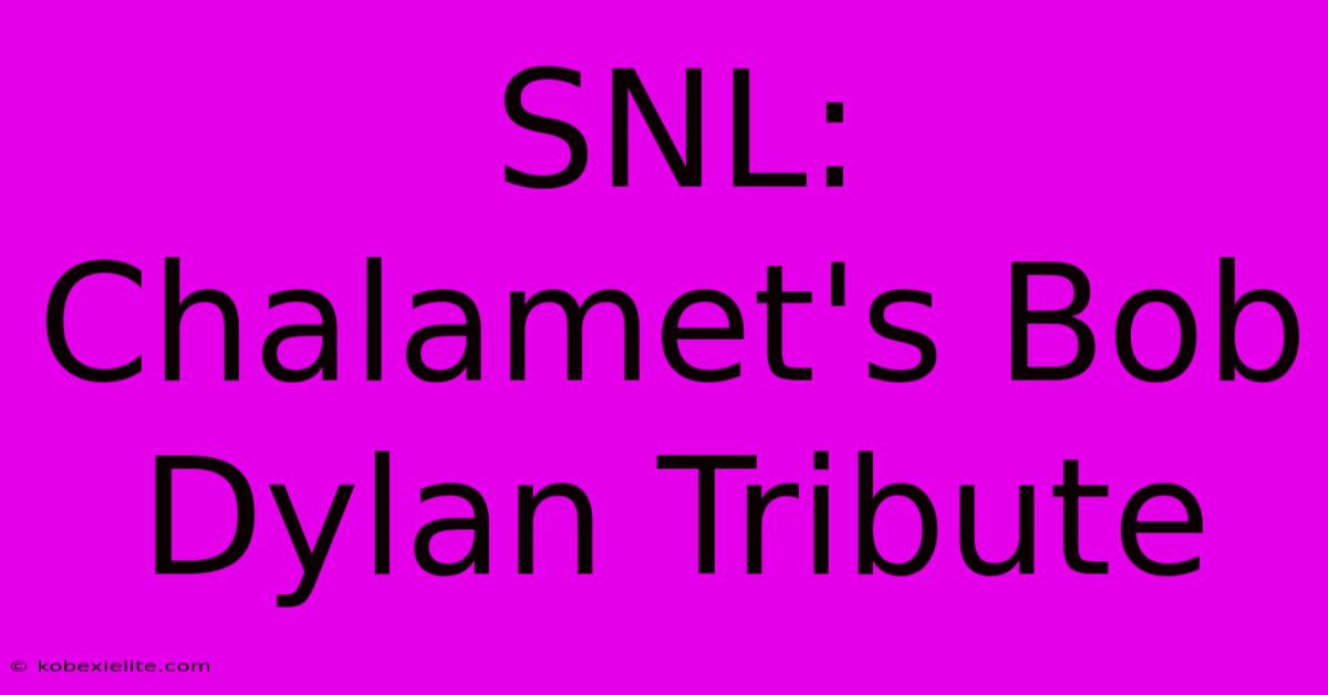 SNL: Chalamet's Bob Dylan Tribute