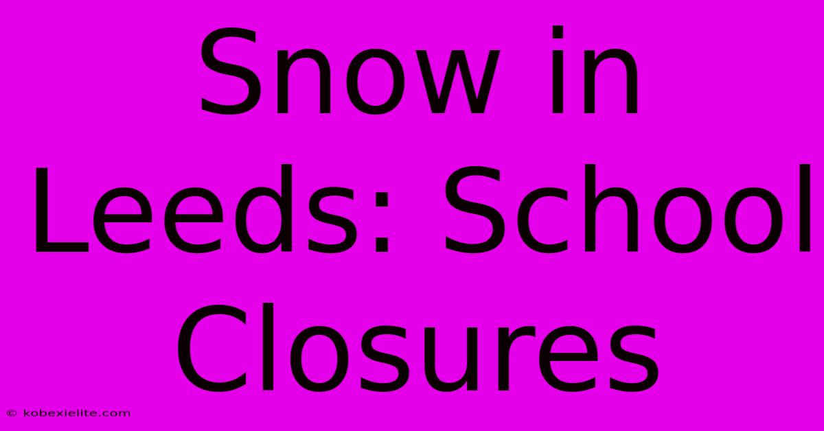 Snow In Leeds: School Closures