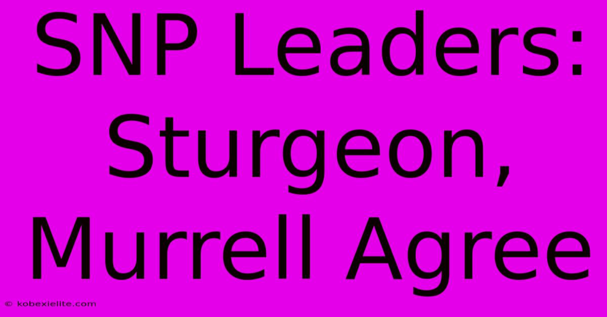 SNP Leaders: Sturgeon, Murrell Agree