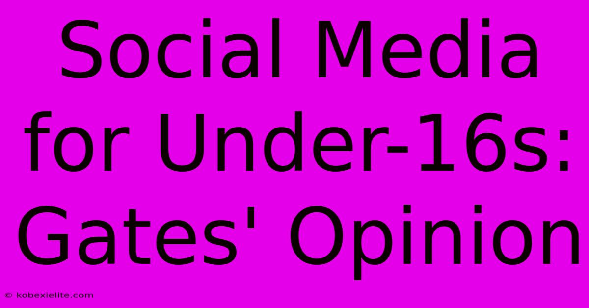 Social Media For Under-16s: Gates' Opinion