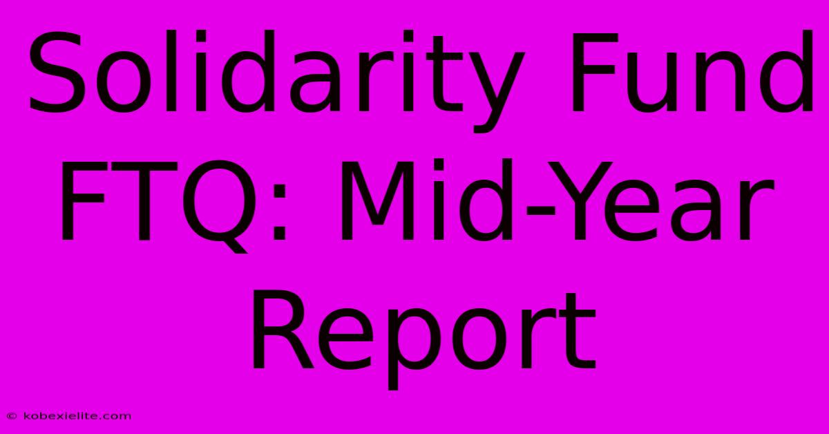 Solidarity Fund FTQ: Mid-Year Report