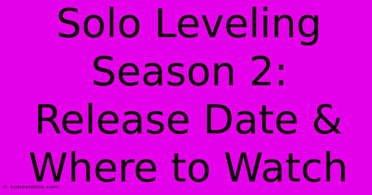 Solo Leveling Season 2: Release Date & Where To Watch