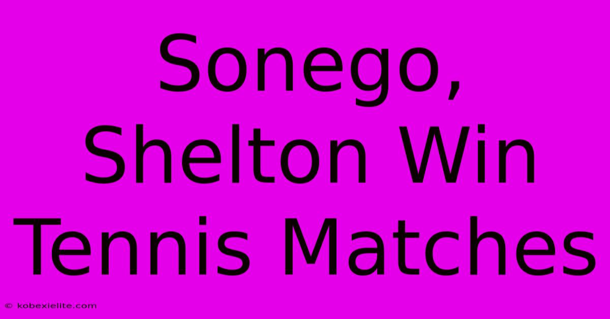 Sonego, Shelton Win Tennis Matches