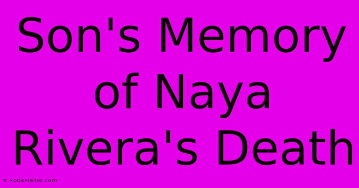 Son's Memory Of Naya Rivera's Death