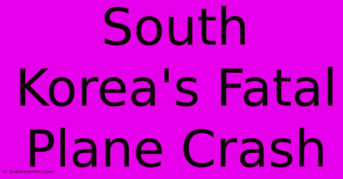 South Korea's Fatal Plane Crash