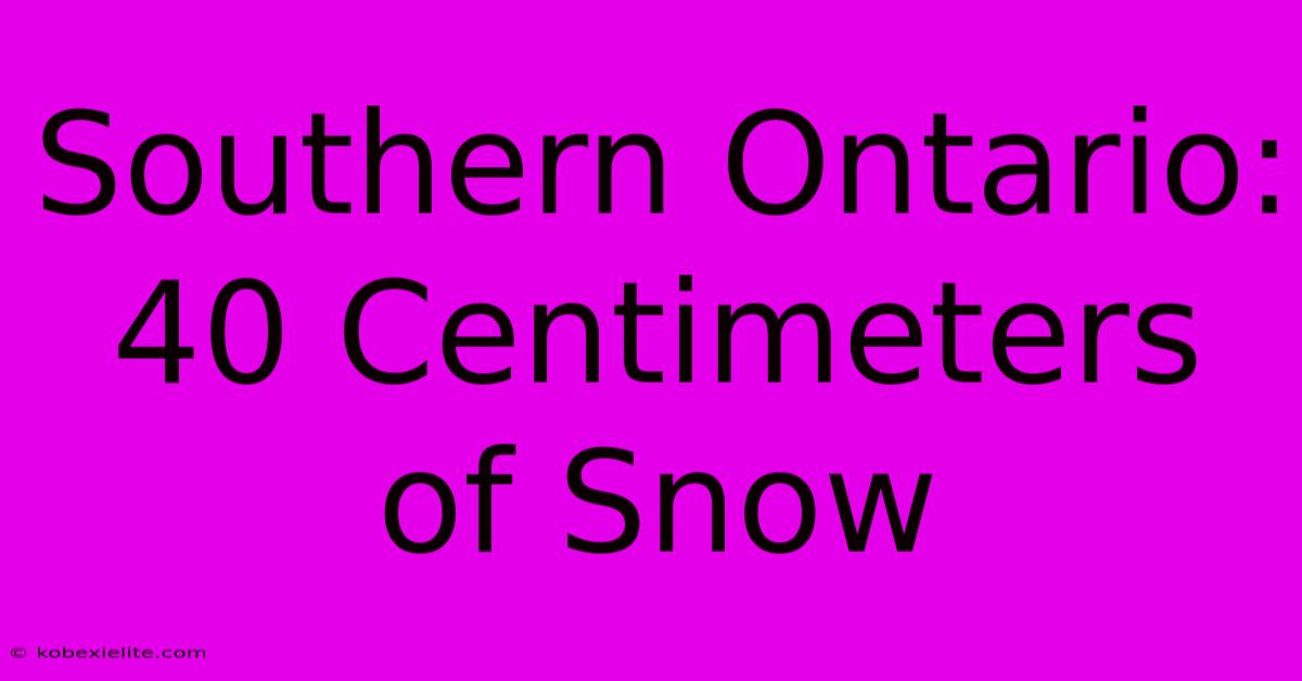 Southern Ontario: 40 Centimeters Of Snow