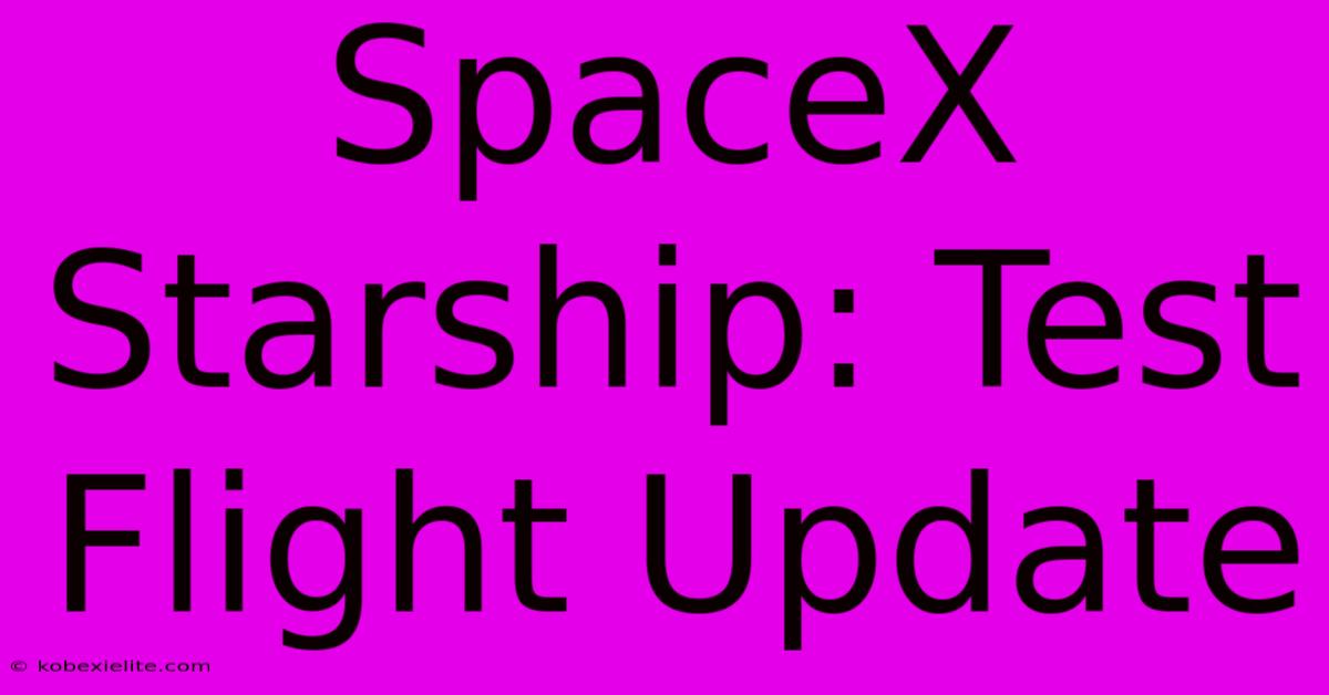 SpaceX Starship: Test Flight Update