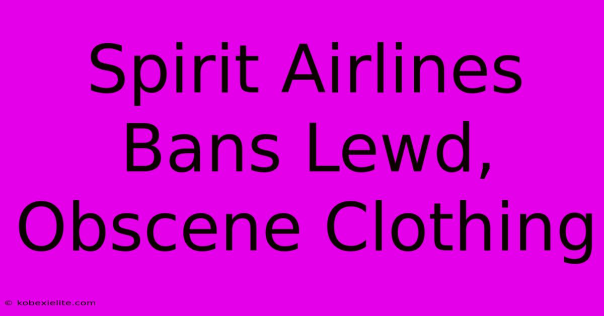 Spirit Airlines Bans Lewd, Obscene Clothing