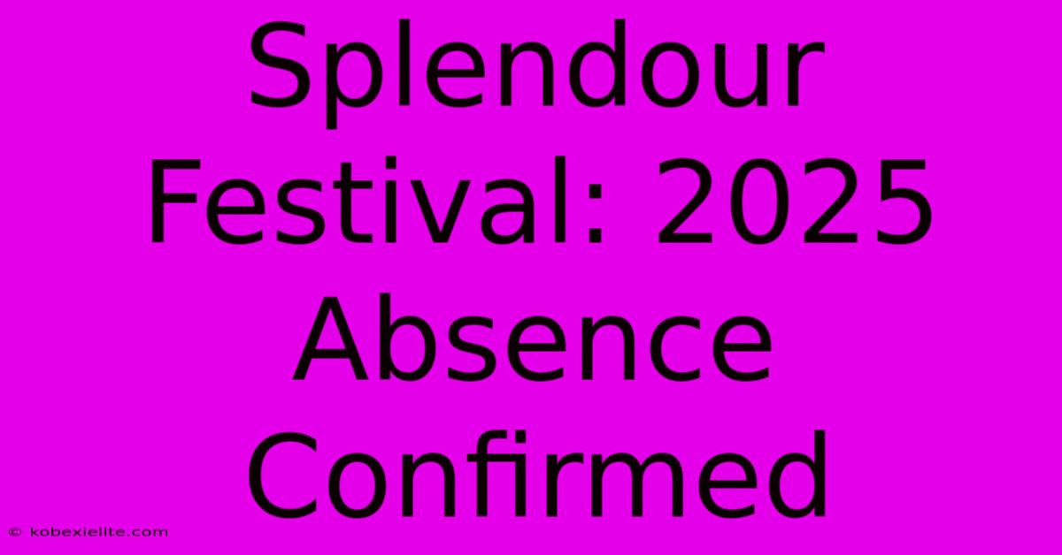 Splendour Festival: 2025 Absence Confirmed