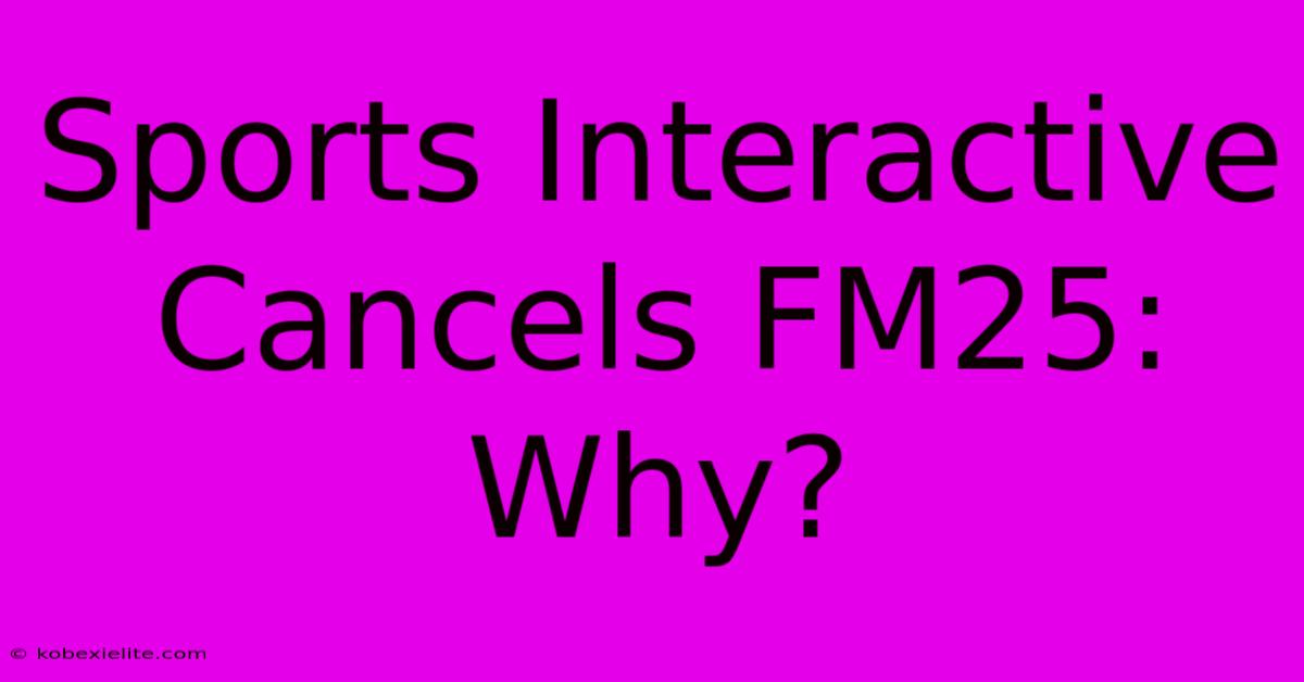 Sports Interactive Cancels FM25: Why?