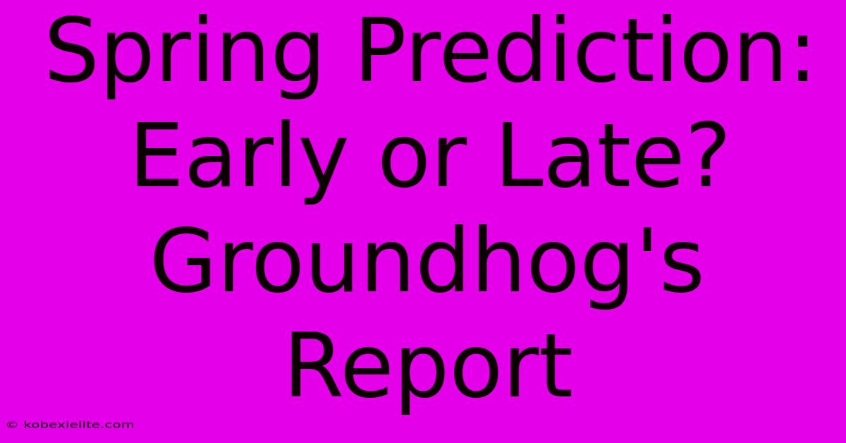 Spring Prediction: Early Or Late? Groundhog's Report