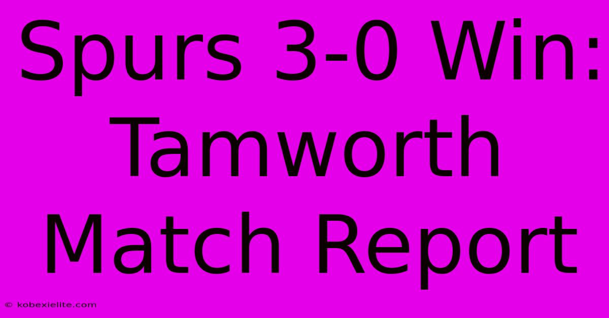 Spurs 3-0 Win: Tamworth Match Report