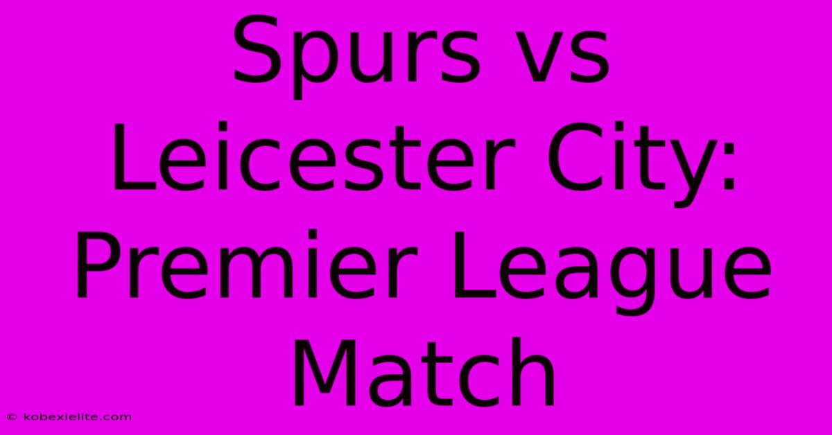 Spurs Vs Leicester City: Premier League Match