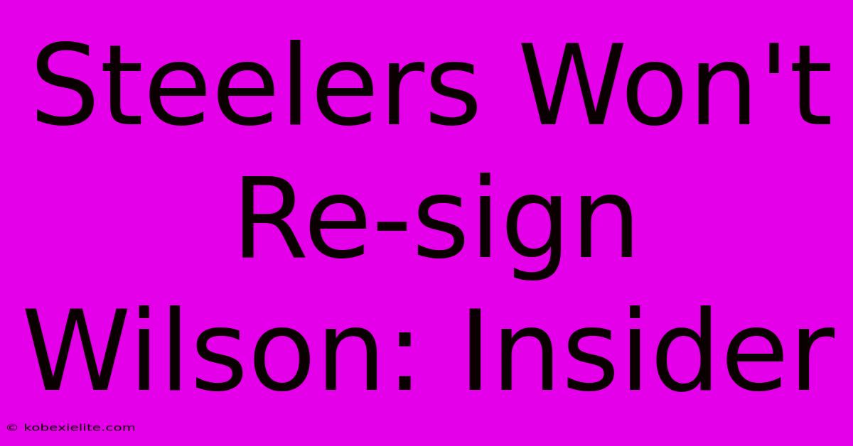 Steelers Won't Re-sign Wilson: Insider