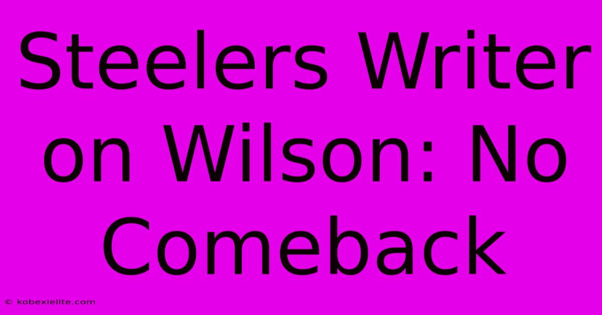 Steelers Writer On Wilson: No Comeback