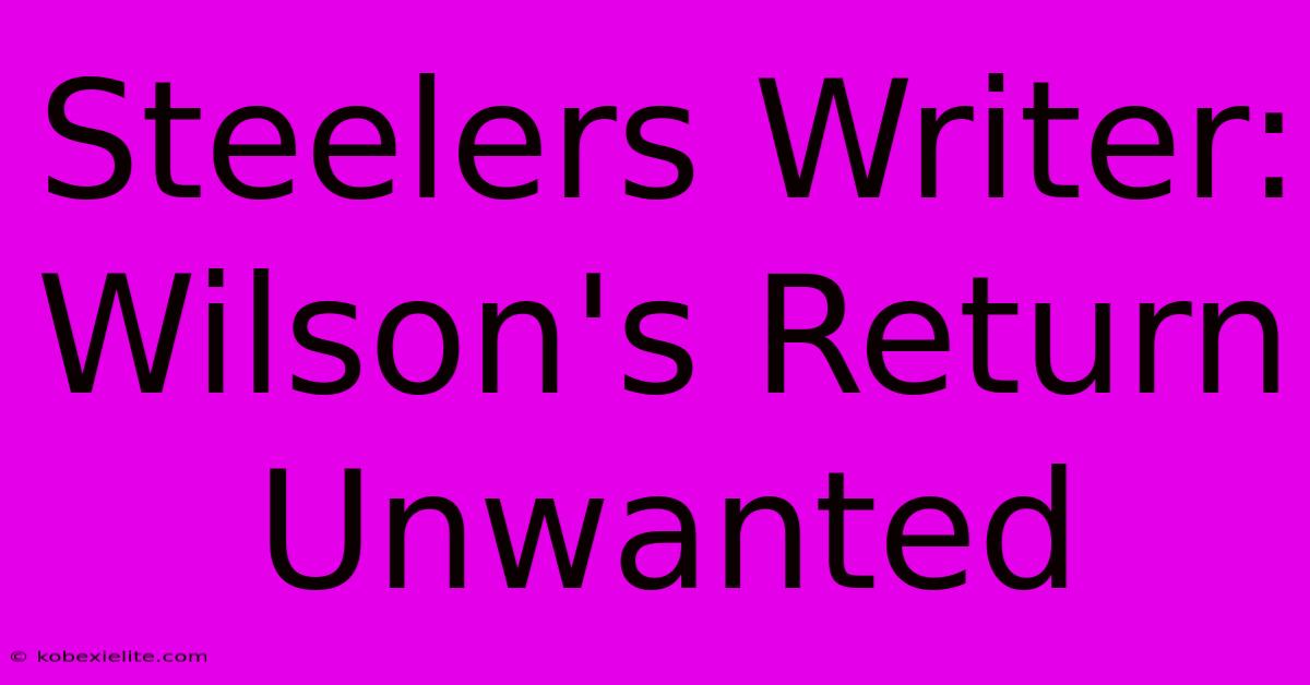 Steelers Writer: Wilson's Return Unwanted