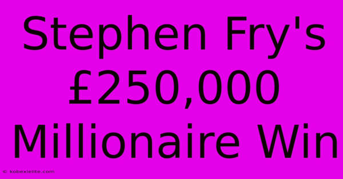 Stephen Fry's £250,000 Millionaire Win