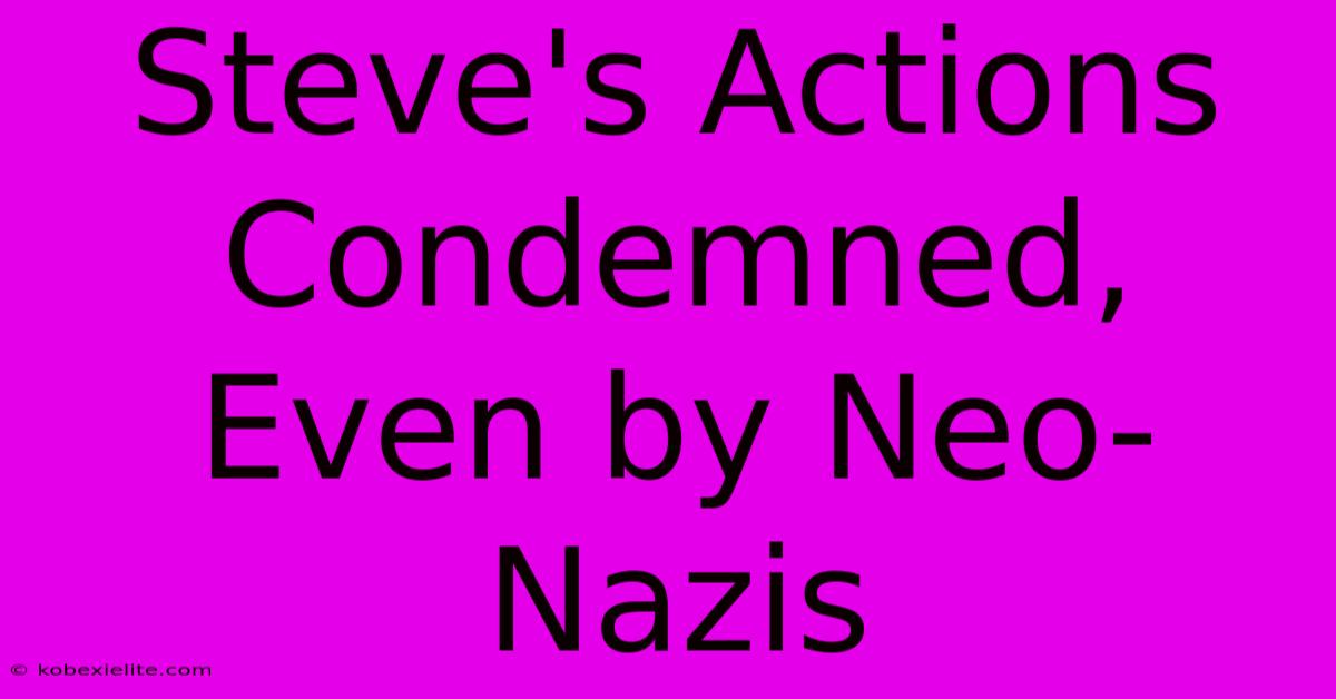 Steve's Actions Condemned, Even By Neo-Nazis