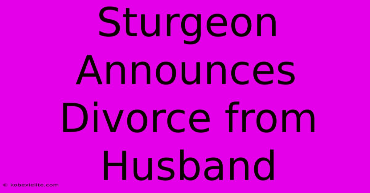 Sturgeon Announces Divorce From Husband