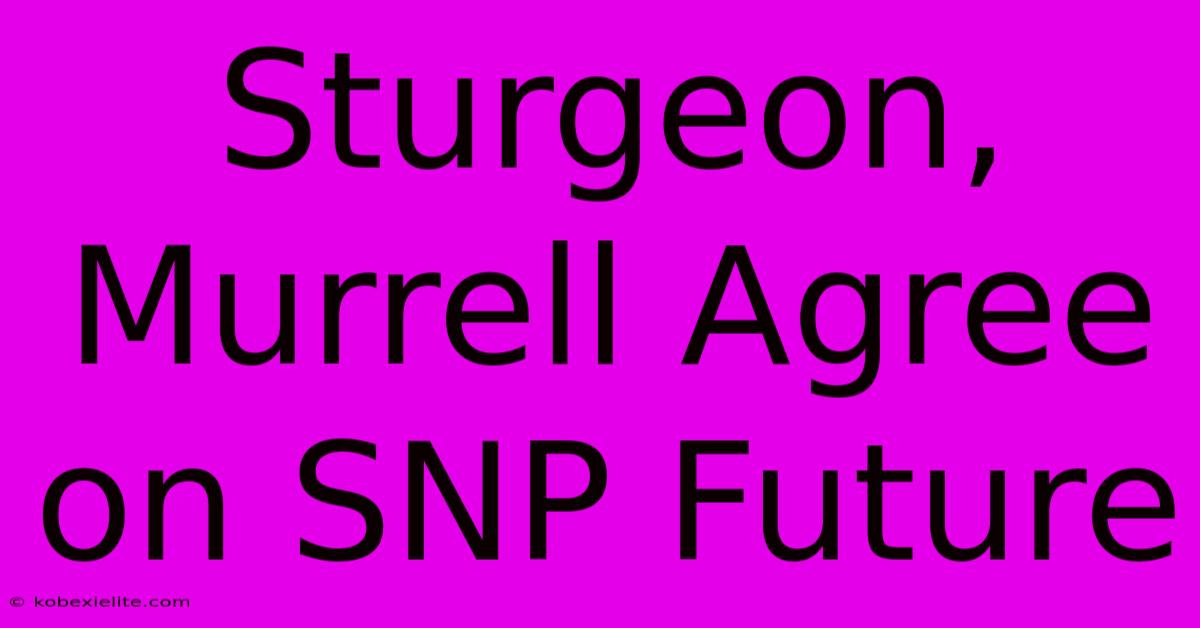 Sturgeon, Murrell Agree On SNP Future