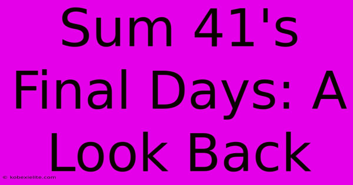 Sum 41's Final Days: A Look Back