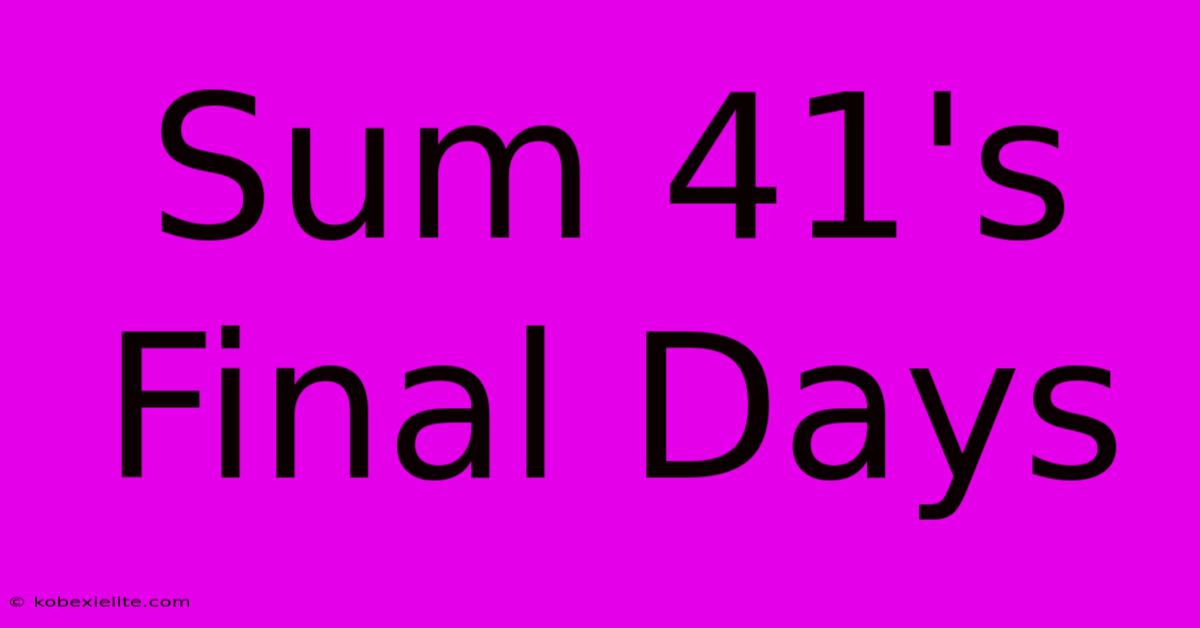 Sum 41's Final Days