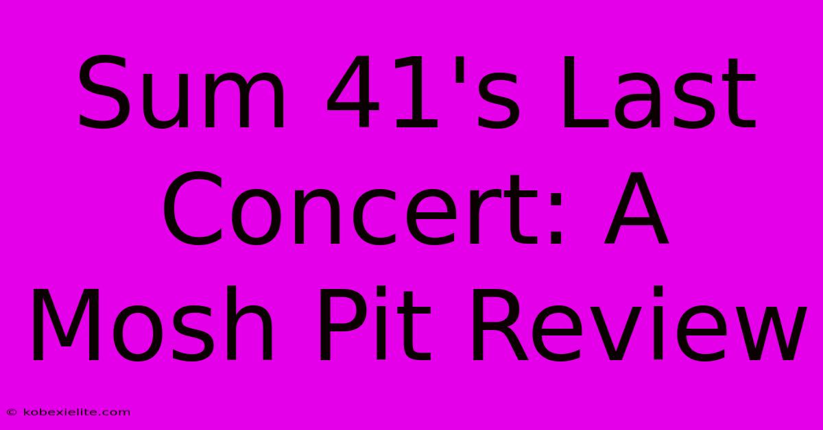 Sum 41's Last Concert: A Mosh Pit Review