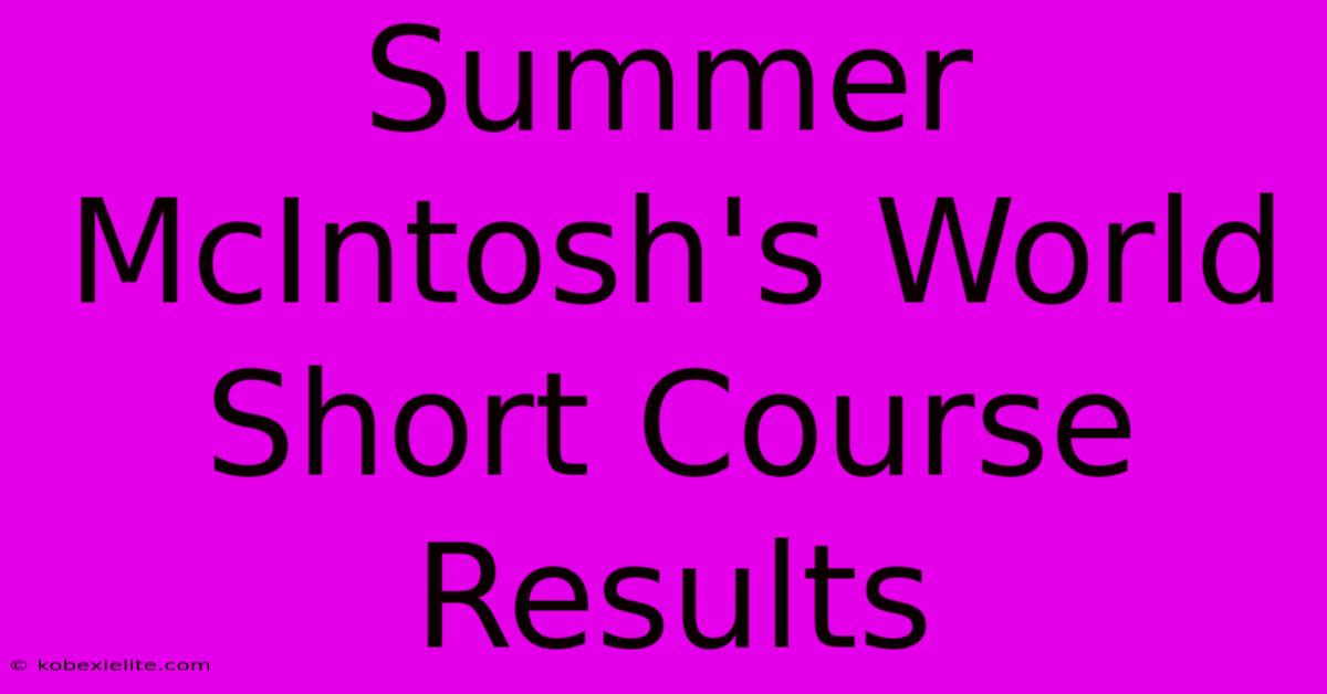 Summer McIntosh's World Short Course Results Summer McIntosh's World Short Course Results