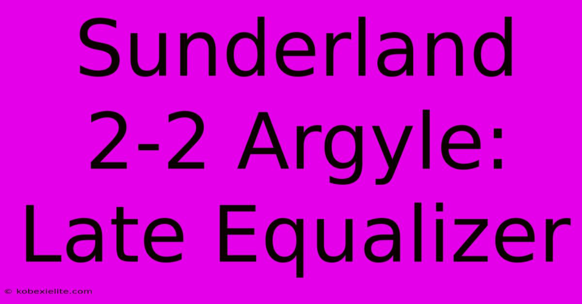 Sunderland 2-2 Argyle: Late Equalizer