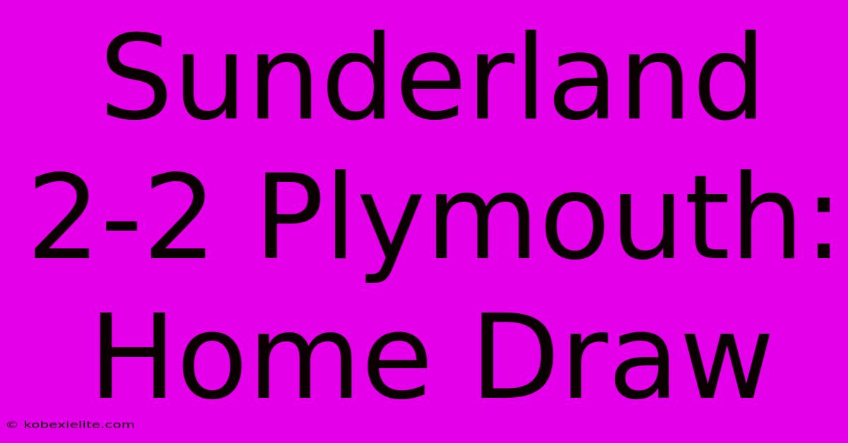 Sunderland 2-2 Plymouth: Home Draw