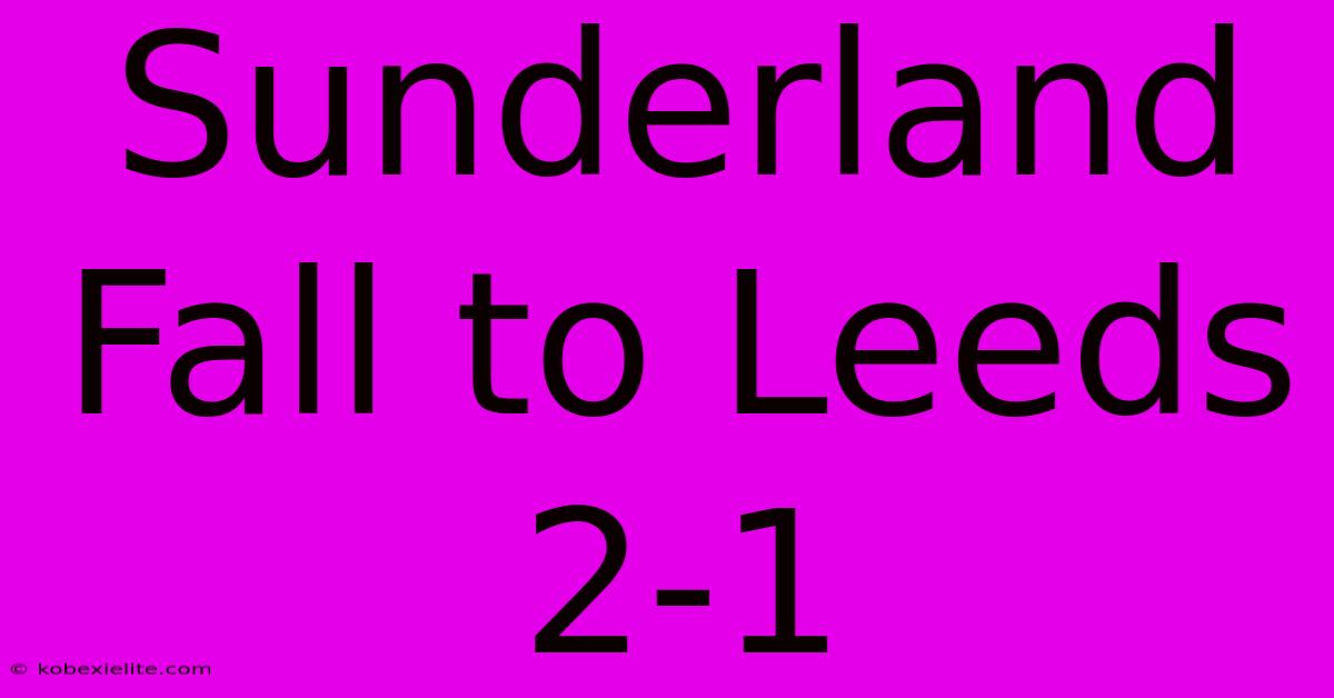 Sunderland Fall To Leeds 2-1