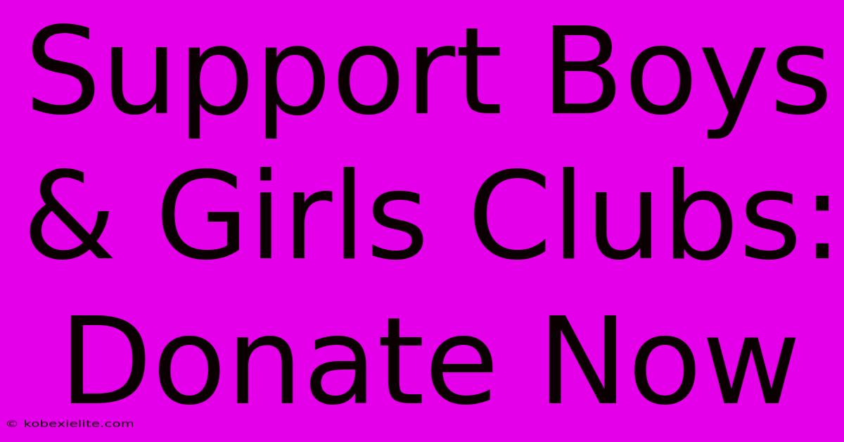 Support Boys & Girls Clubs: Donate Now