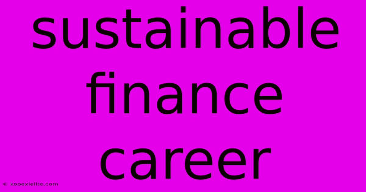 Sustainable Finance Career Sustainable Finance Career
