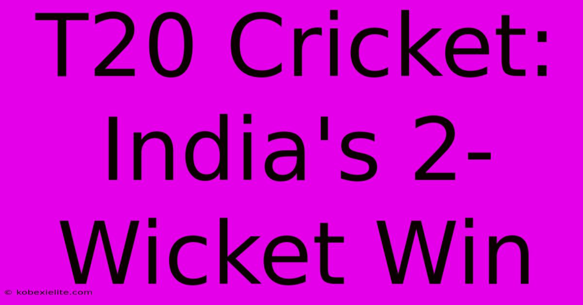 T20 Cricket: India's 2-Wicket Win