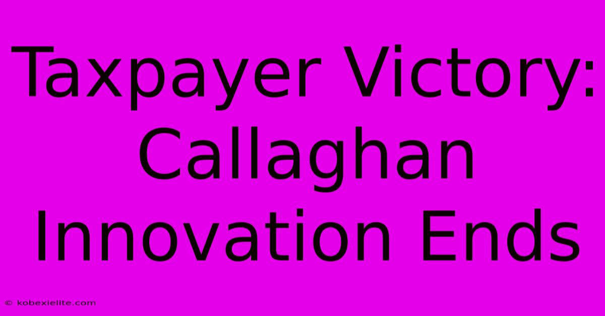 Taxpayer Victory: Callaghan Innovation Ends