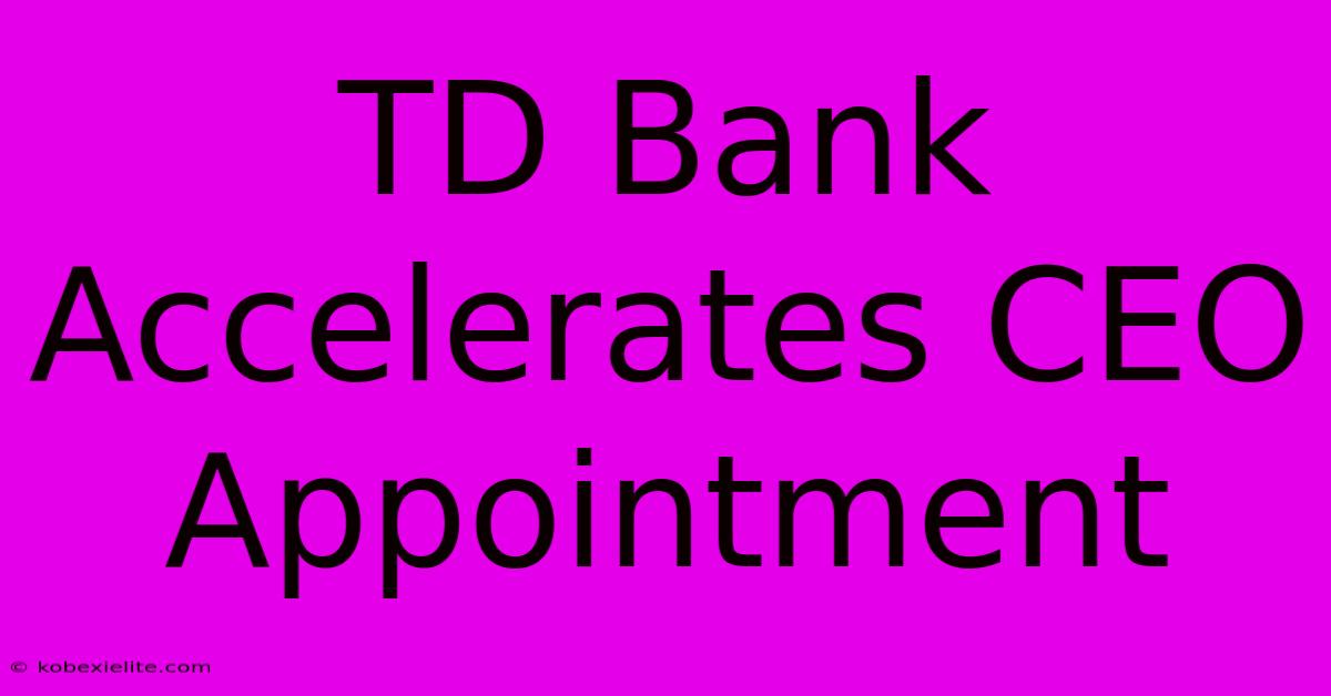 TD Bank Accelerates CEO Appointment