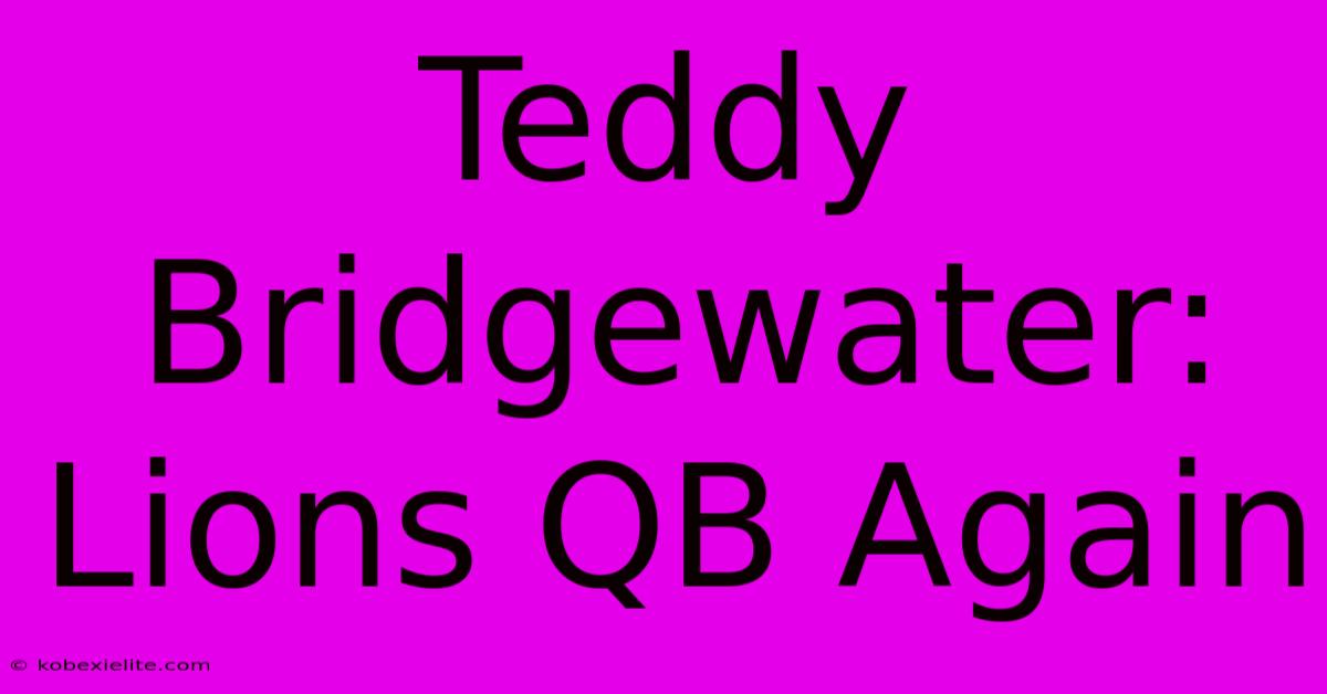 Teddy Bridgewater: Lions QB Again