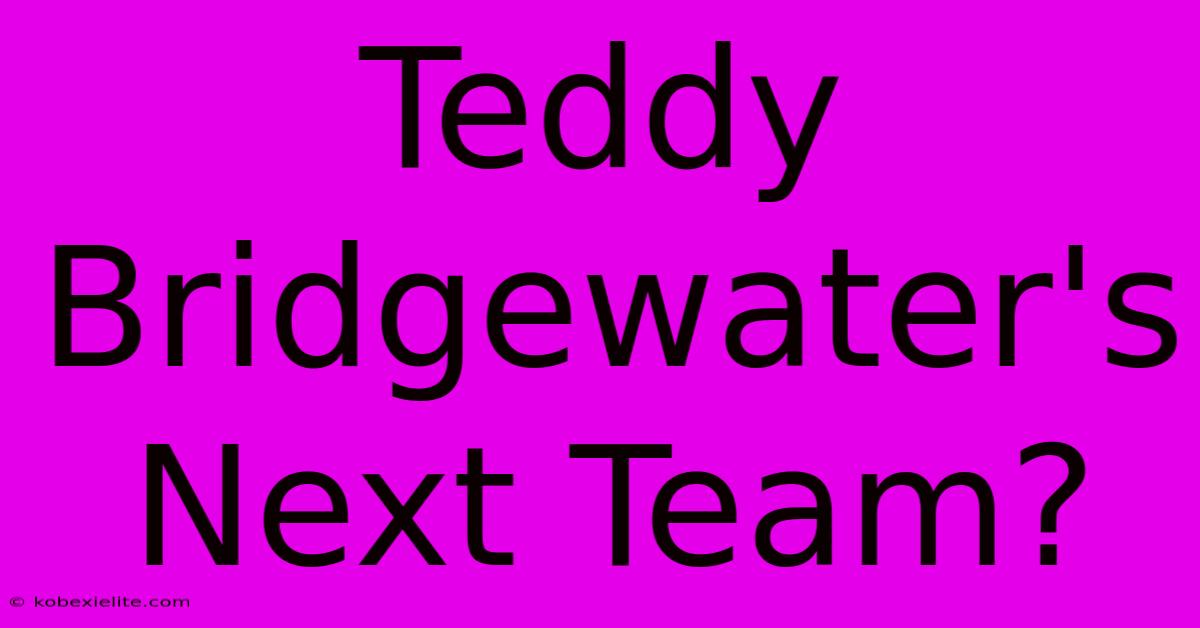 Teddy Bridgewater's Next Team?