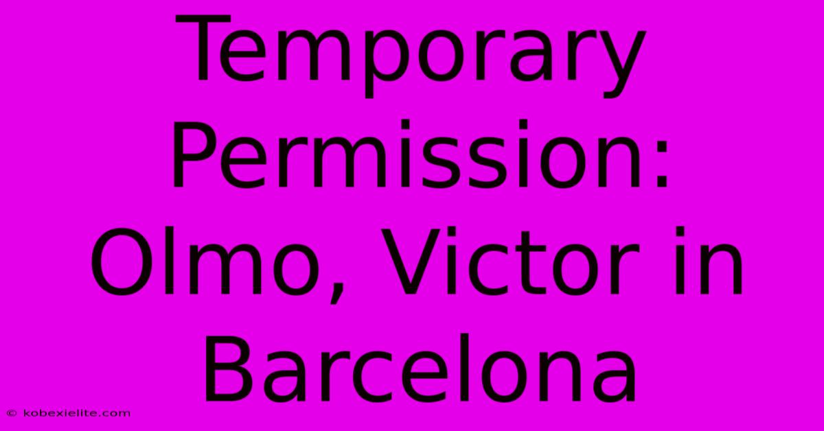 Temporary Permission: Olmo, Victor In Barcelona