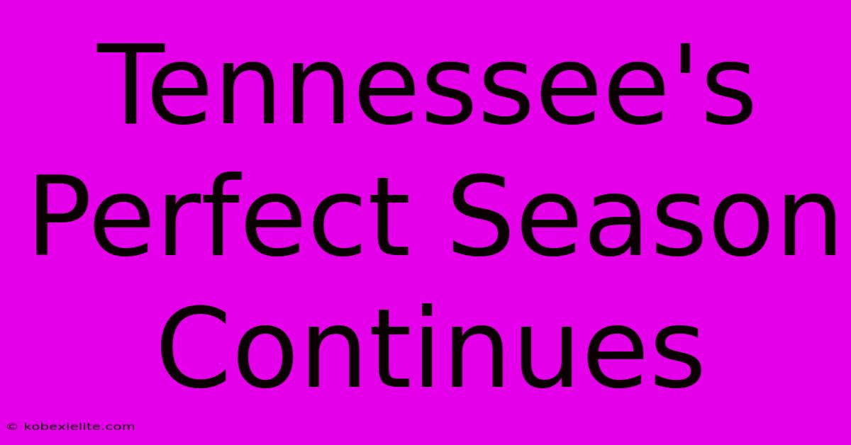 Tennessee's Perfect Season Continues Tennessee's Perfect Season Continues