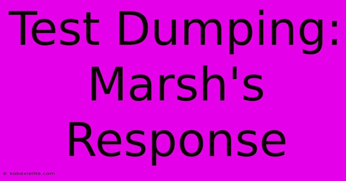 Test Dumping: Marsh's Response