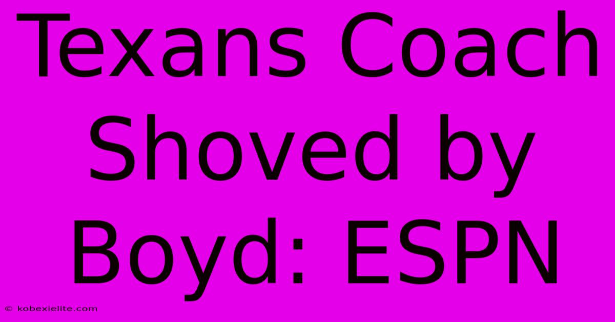 Texans Coach Shoved By Boyd: ESPN