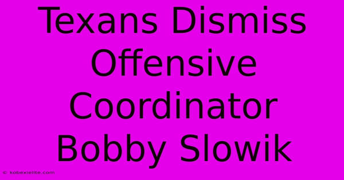 Texans Dismiss Offensive Coordinator Bobby Slowik