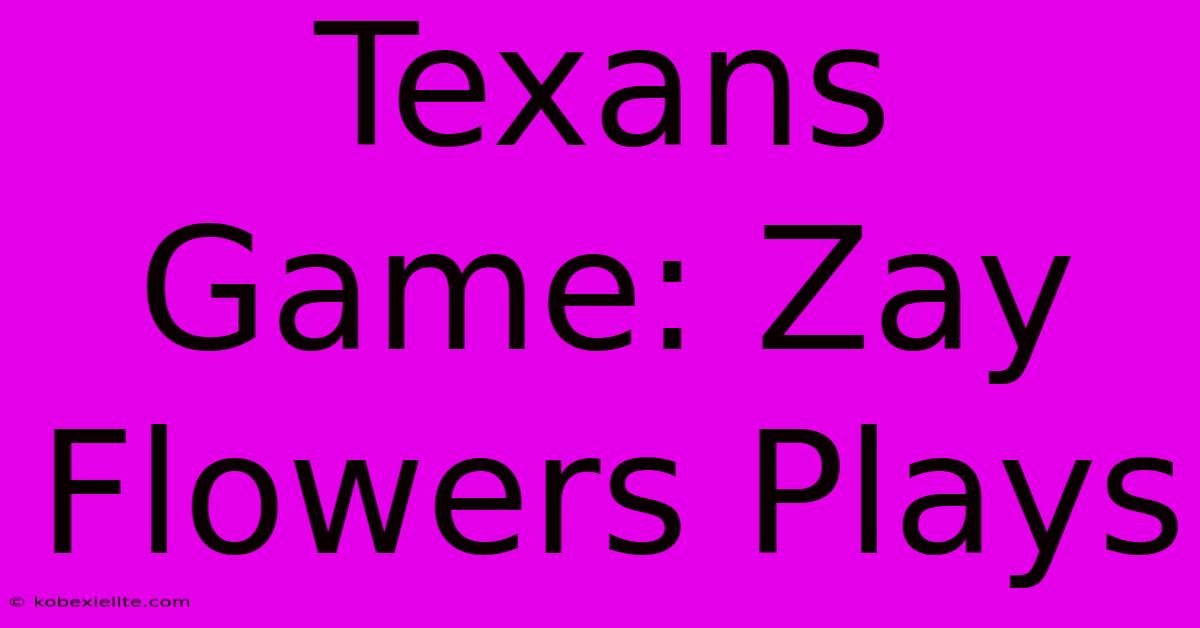 Texans Game: Zay Flowers Plays