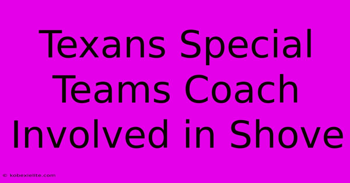 Texans Special Teams Coach Involved In Shove