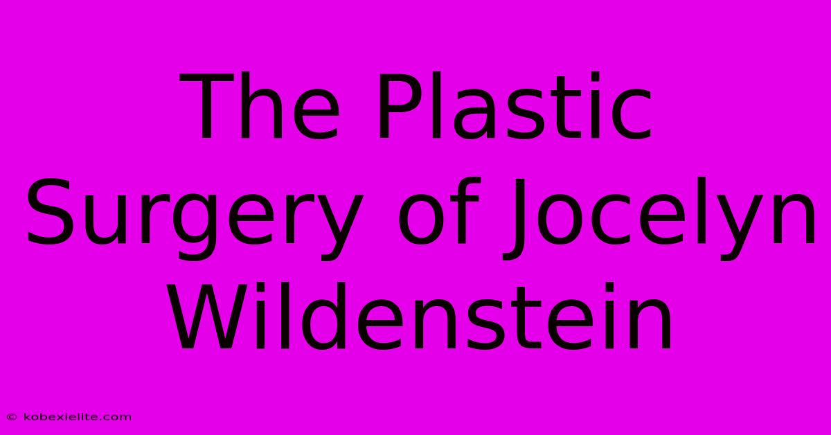 The Plastic Surgery Of Jocelyn Wildenstein