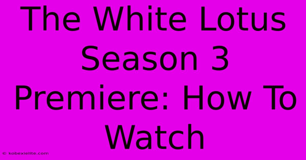 The White Lotus Season 3 Premiere: How To Watch