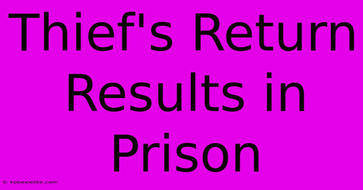 Thief's Return Results In Prison