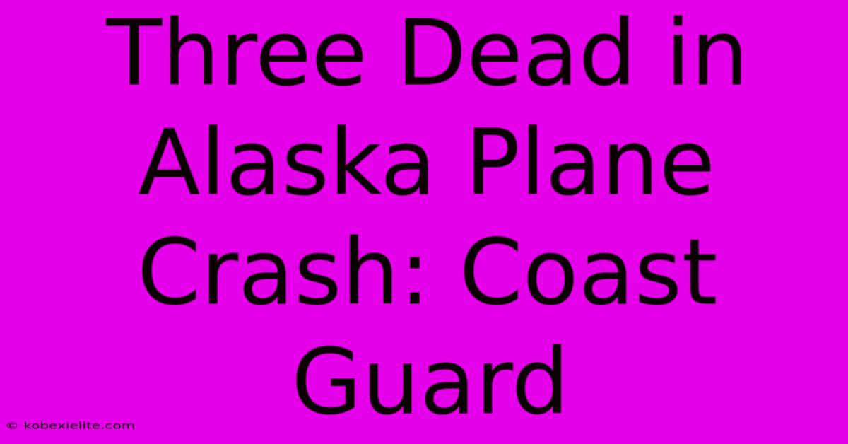 Three Dead In Alaska Plane Crash: Coast Guard