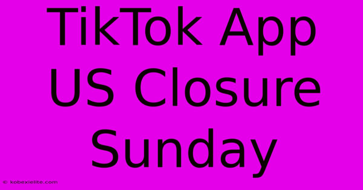 TikTok App US Closure Sunday